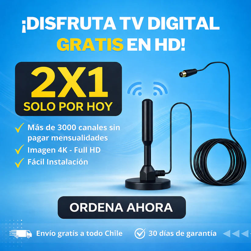 2x1 Antena HD +3000 canales - Disfruta de canales HD sin pagar mensualidades